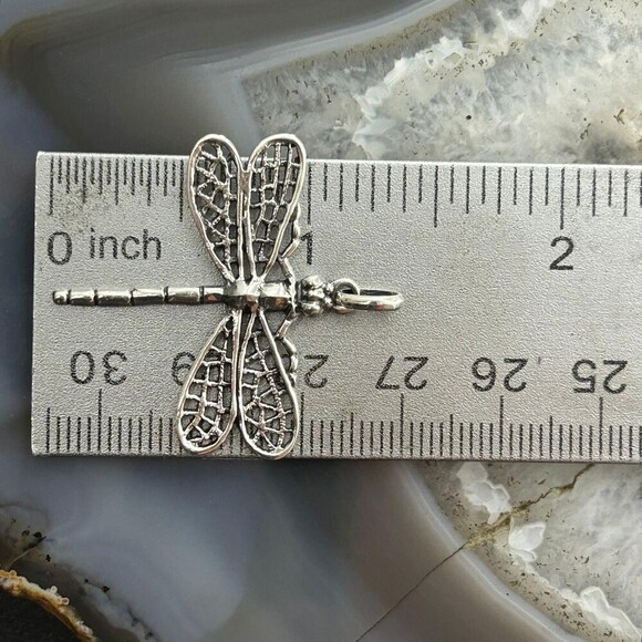 Sterling Silver Fashion Dragonfly Pendant - Picture 10 of 10